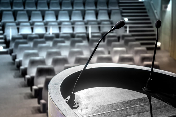 A lectern in an auditorium